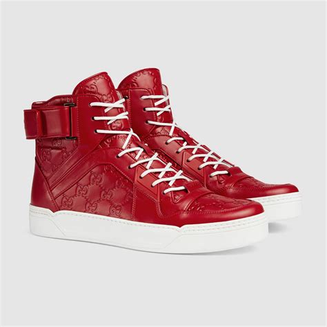 gucci hi tops red|Gucci high top sneakers beige.